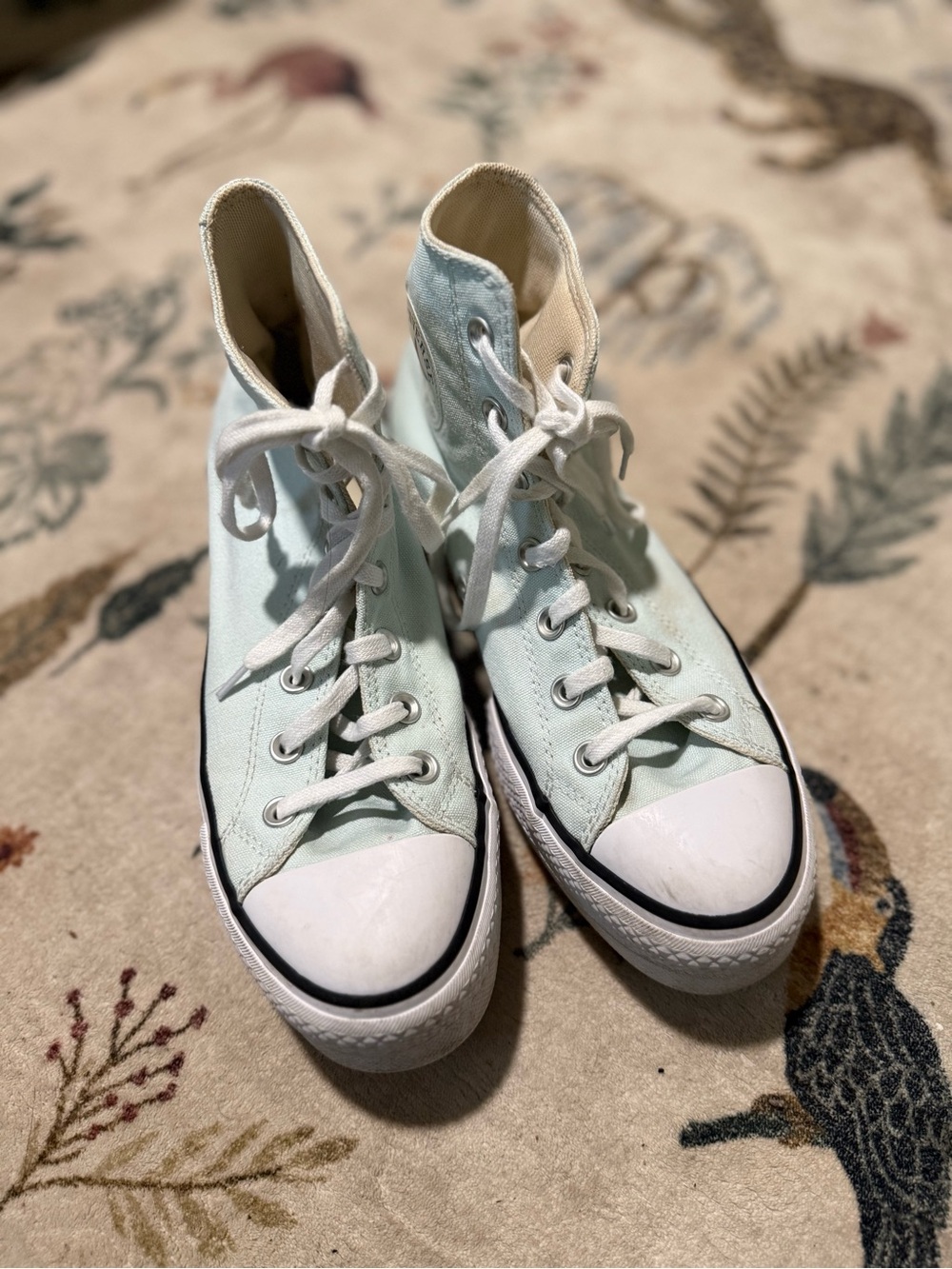 Converse High Top Sneakers - Mint Green and White size 8 - Picture 3 of 7